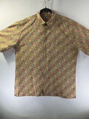 Burma Bibas Vintage 60 Singles Cotton Lawn Geometric Pattern Button Down Shirt